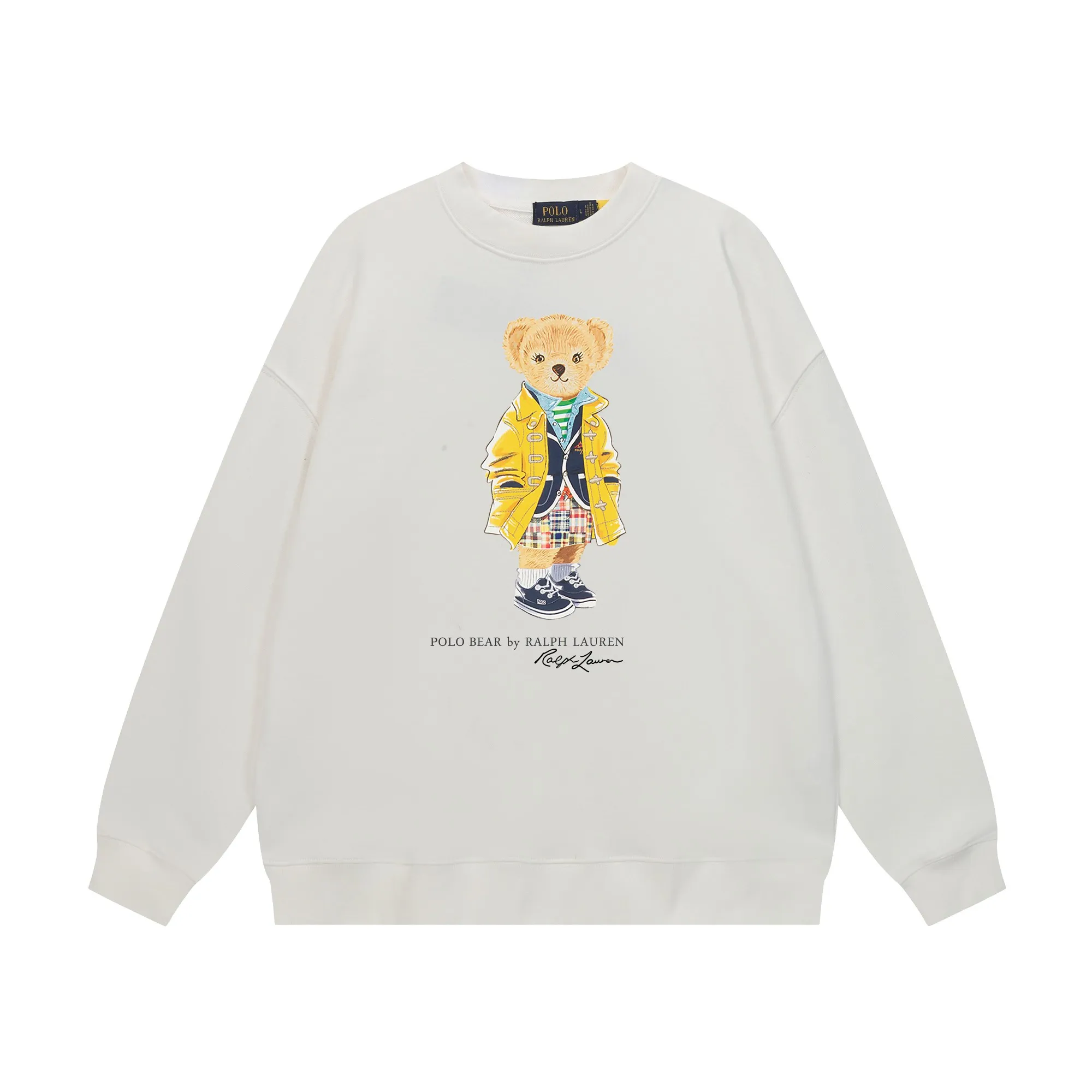 P200 Long-term stock] RalphLauren/Ralph Lauren 2025 autumn and winter new bear letter print 420g heavy large terry sweatshirt Ralph Lauren's age-reducing item, the coat fabric is made of 85% cotton ➕15% polyester, which not only retains the softness, comfort and breathability of cotton, but also adds the wear resistance and wrinkle resistance of polyester fiber, making the clothes more durable and easy to care for. Even in slightly cooler weather, you won't feel stuffy when wearing it. This kind of fabric has a natural crisp feel and is not easy to pill or deform. The bear on the chest is printed with English letters. It is full of color, full of three-dimensionality, and lifelike, adding a bit of liveliness and interest to the whole sweatshirt. There is no pressure to dress, regardless of age or gender. Complete accessories! Color: black, white, navy blue, light floral gray Size: M-L-XL-XXL